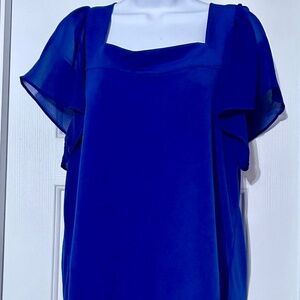 NWOT Calvin Klein Blue Short Sleeve Blouse Sz M